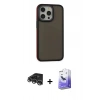 MARSİLYAN™- iPhone 14 Pro Max Kılıf Eksen Işık - Siyah Bilvis 5in1 5D Magic Hayalet Cam Ekran Koruyucu + Gümüş Raze Metal Kamera Lens