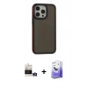 MARSİLYAN™- iPhone 14 Pro Max Kılıf Eksen Işık - Siyah Bilvis 5in1 5D Magic Hayalet Cam Ekran Koruyucu + Bilvis Titan Kamera Lens - GS