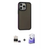 MARSİLYAN™- iPhone 14 Pro Max Kılıf Eksen Işık - Siyah Bilvis 5in1 5D Magic Hayalet Cam Ekran Koruyucu + Bilvis Titan Kamera Lens - GS