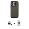 MARSİLYAN™- iPhone 14 Pro Max Kılıf Eksen Işık - Siyah Bilvis Hayalet Cam Ekran Koruyucu + Bilvis Titan Kamera Lens - GS