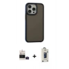 MARSİLYAN™- iPhone 14 Pro Max Kılıf Eksen Işık - Siyah Bilvis Hayalet Cam Ekran Koruyucu + Bilvis Titan Kamera Lens - SH