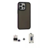 MARSİLYAN™- iPhone 14 Pro Max Kılıf Eksen Işık - Siyah Bilvis Hayalet Cam Ekran Koruyucu + Bilvis Titan Kamera Lens - DNMR