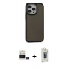 MARSİLYAN™- iPhone 14 Pro Max Kılıf Eksen Işık - Siyah Bilvis Hayalet Cam Ekran Koruyucu + Gold Bilvis Titan Kamera Lens