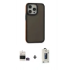 MARSİLYAN™- iPhone 14 Pro Max Kılıf Eksen Işık - Siyah Bilvis Hayalet Cam Ekran Koruyucu + Gold Bilvis Titan Kamera Lens