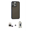 MARSİLYAN™- iPhone 14 Pro Max Kılıf Eksen Işık - Siyah Bilvis Hayalet Cam Ekran Koruyucu + Gold Bilvis Titan Kamera Lens