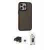 MARSİLYAN™- iPhone 14 Pro Max Kılıf Eksen Işık - Siyah Bilvis Hayalet Cam Ekran Koruyucu + Raze Metal Kamera Lens - GD