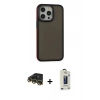 MARSİLYAN™- iPhone 14 Pro Max Kılıf Eksen Işık - Siyah Bilvis Hayalet Cam Ekran Koruyucu + Raze Metal Kamera Lens - GD
