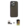 MARSİLYAN™- iPhone 14 Pro Max Kılıf Eksen Işık - Siyah Buffer Cam Ekran Koruyucu + Bilvis Titan Kamera Lens - SH