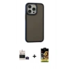 MARSİLYAN™- iPhone 14 Pro Max Kılıf Eksen Işık - Siyah Buffer Cam Ekran Koruyucu + Bilvis Titan Kamera Lens - SH