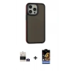 MARSİLYAN™- iPhone 14 Pro Max Kılıf Eksen Işık - Siyah Buffer Hayalet Cam Ekran Koruyucu + Bilvis Titan Kamera Lens - GS