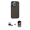 MARSİLYAN™- iPhone 14 Pro Max Kılıf Eksen Işık - Siyah Buffer Hayalet Cam Ekran Koruyucu + Bilvis Titan Kamera Lens - GS