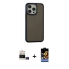 MARSİLYAN™- iPhone 14 Pro Max Kılıf Eksen Işık - Siyah Buffer Hayalet Cam Ekran Koruyucu + Bilvis Titan Kamera Lens - GS
