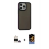 MARSİLYAN™- iPhone 14 Pro Max Kılıf Eksen Işık - Siyah Buffer Hayalet Cam Ekran Koruyucu + Bilvis Titan Kamera Lens - GD