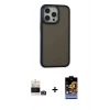 MARSİLYAN™- iPhone 14 Pro Max Kılıf Eksen Işık - Siyah Buffer Hayalet Cam Ekran Koruyucu + Bilvis Titan Kamera Lens - GD