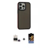 MARSİLYAN™- iPhone 14 Pro Max Kılıf Eksen Işık - Siyah Buffer Hayalet Cam Ekran Koruyucu + Bilvis Titan Kamera Lens - GD