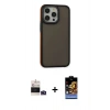 MARSİLYAN™- iPhone 14 Pro Max Kılıf Eksen Işık - Siyah Buffer Hayalet Cam Ekran Koruyucu + Bilvis Titan Kamera Lens - DNMR