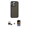 MARSİLYAN™- iPhone 14 Pro Max Kılıf Eksen Işık - Siyah Buffer Hayalet Cam Ekran Koruyucu + Bilvis Titan Kamera Lens - SH
