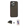 MARSİLYAN™- iPhone 14 Pro Max Kılıf Eksen Işık - Siyah Joko 5D Cam + Raze Metal Kamera Lens - GD