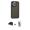 MARSİLYAN™- iPhone 14 Pro Max Kılıf Eksen Işık - Siyah Joko 5D Cam + Raze Metal Kamera Lens - GD