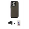 MARSİLYAN™- iPhone 14 Pro Max Kılıf Eksen Işık - Siyah Joko 5D Cam + Raze Metal Kamera Lens - GS