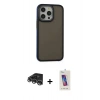 MARSİLYAN™- iPhone 14 Pro Max Kılıf Eksen Işık - Siyah Joko 5D Cam + Raze Metal Kamera Lens - GS