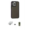 MARSİLYAN™- iPhone 14 Pro Max Kılıf Eksen Işık - Siyah Joko Magic 5D Hayalet Cam + Band Metal Kamera Lens - GS