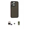 MARSİLYAN™- iPhone 14 Pro Max Kılıf Eksen Işık - Siyah Joko Magic 5D Hayalet Cam + Derin Mor Bilvis Titan Kamera Lens