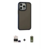 MARSİLYAN™- iPhone 14 Pro Max Kılıf Eksen Işık - Siyah Joko Magic 5D Hayalet Cam + Siyah Bilvis Titan Kamera Lens