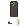 MARSİLYAN™- iPhone 14 Pro Max Kılıf Eksen Işık - Siyah Mat Seramik Nano Ekran Koruyucu + Bilvis Titan Kamera Lens - GD