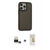 MARSİLYAN™- iPhone 14 Pro Max Kılıf Eksen Işık - Siyah Mat Seramik Nano Ekran Koruyucu + Bilvis Titan Kamera Lens - GS