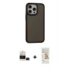 MARSİLYAN™- iPhone 14 Pro Max Kılıf Eksen Işık - Siyah Mat Seramik Nano Ekran Koruyucu + Bilvis Titan Kamera Lens - SH