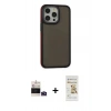 MARSİLYAN™- iPhone 14 Pro Max Kılıf Eksen Işık - Siyah Mat Seramik Nano Ekran Koruyucu + Bilvis Titan Kamera Lens - DNMR