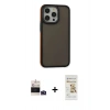 MARSİLYAN™- iPhone 14 Pro Max Kılıf Eksen Işık - Siyah Mat Seramik Nano Ekran Koruyucu + Bilvis Titan Kamera Lens - DNMR