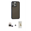MARSİLYAN™- iPhone 14 Pro Max Kılıf Eksen Işık - Siyah Mat Seramik Nano Ekran Koruyucu + Bilvis Titan Kamera Lens - SH