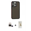 MARSİLYAN™- iPhone 14 Pro Max Kılıf Eksen Işık - Siyah Mat Seramik Nano Ekran Koruyucu + Bilvis Titan Kamera Lens - SH