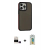 MARSİLYAN™- iPhone 14 Pro Max Kılıf Eksen Işık - Siyah Polymer Nano Ekran Koruyucu + Bilvis Titan Kamera Lens - GD