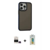 MARSİLYAN™- iPhone 14 Pro Max Kılıf Eksen Işık - Siyah Polymer Nano Ekran Koruyucu + Bilvis Titan Kamera Lens - GD