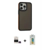 MARSİLYAN™- iPhone 14 Pro Max Kılıf Eksen Işık - Siyah Polymer Nano Ekran Koruyucu + Bilvis Titan Kamera Lens - GD
