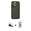 MARSİLYAN™- iPhone 14 Pro Max Kılıf Eksen Işık - Siyah Polymer Nano Ekran Koruyucu + Bilvis Titan Kamera Lens - DNMR