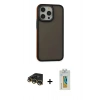 MARSİLYAN™- iPhone 14 Pro Max Kılıf Eksen Işık - Siyah Polymer Nano Ekran Koruyucu + Raze Metal Kamera Lens - GD