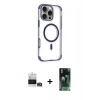 MARSİLYAN™- iPhone 14 Pro Max Kılıf Eksen Klasik Koleksiyonu - Şeffaf 360 Full Body Arka Koruyucu + Bilvis Titan Kamera Lens - GD