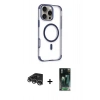 MARSİLYAN™- iPhone 14 Pro Max Kılıf Eksen Klasik Koleksiyonu - Şeffaf 360 Full Body Arka Koruyucu + Raze Metal Kamera Lens - GS