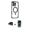MARSİLYAN™- iPhone 14 Pro Max Kılıf Eksen Klasik Koleksiyonu - Şeffaf 360 Full Body Arka Koruyucu + Raze Metal Kamera Lens - GS