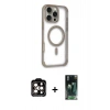 MARSİLYAN™- iPhone 14 Pro Max Kılıf Eksen Klasik Koleksiyonu - Şeffaf 360 Full Body Arka Koruyucu + PVD Metal Kamera Lens - TU