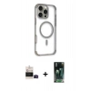 MARSİLYAN™- iPhone 14 Pro Max Kılıf Eksen Klasik Koleksiyonu - Şeffaf 360 Full Body Arka Koruyucu + Siyah Bilvis Titan Kamera Lens
