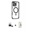 MARSİLYAN™- iPhone 14 Pro Max Kılıf Eksen Klasik Koleksiyonu - Şeffaf Pasifik Cam Ekran Koruyucu + Bilvis Titan Kamera Lens - GD