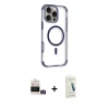 MARSİLYAN™- iPhone 14 Pro Max Kılıf Eksen Klasik Koleksiyonu - Şeffaf Pasifik Cam Ekran Koruyucu + Bilvis Titan Kamera Lens - GD