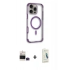 MARSİLYAN™- iPhone 14 Pro Max Kılıf Eksen Klasik Koleksiyonu - Şeffaf Pasifik Cam Ekran Koruyucu + Bilvis Titan Kamera Lens - DNMR