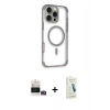 MARSİLYAN™- iPhone 14 Pro Max Kılıf Eksen Klasik Koleksiyonu - Şeffaf Pasifik Cam Ekran Koruyucu + Bilvis Titan Kamera Lens - GD