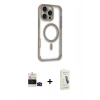 MARSİLYAN™- iPhone 14 Pro Max Kılıf Eksen Klasik Koleksiyonu - Şeffaf Pasifik Cam Ekran Koruyucu + Bilvis Titan Kamera Lens - SH